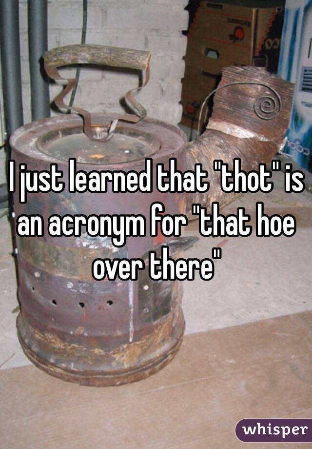 I just learned that "thot" is an acronym for "that hoe over there" 