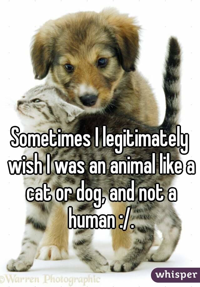 Sometimes I legitimately wish I was an animal like a cat or dog, and not a human :/.