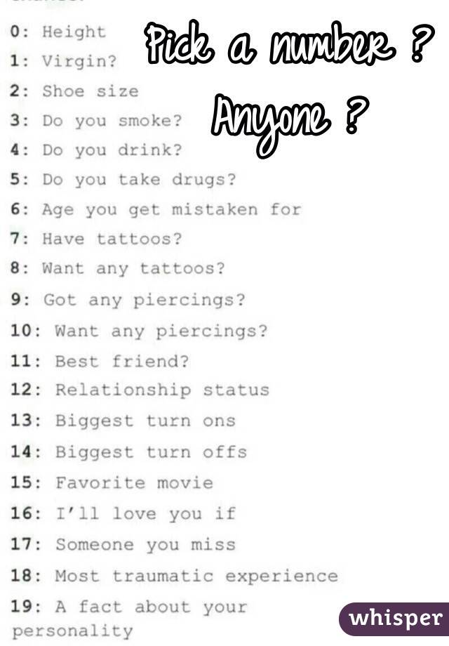 Pick a number ? Anyone ?
