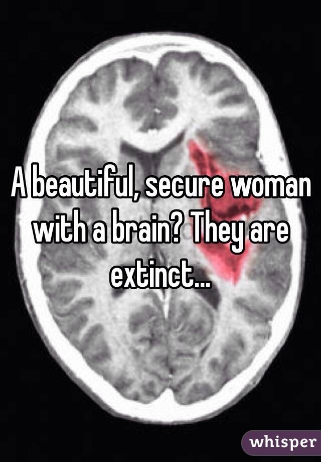 A beautiful, secure woman with a brain? They are extinct...