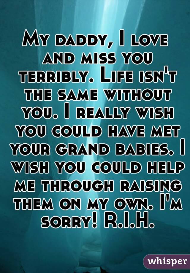 My daddy, I love and miss you terribly. Life isn't the same without you. I really wish you could have met your grand babies. I wish you could help me through raising them on my own. I'm sorry! R.I.H.