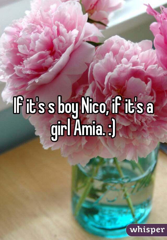 If it's s boy Nico, if it's a girl Amia. :) 