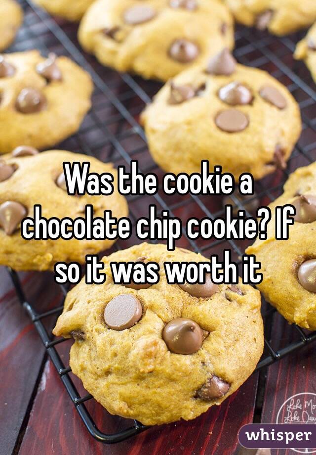 Was the cookie a chocolate chip cookie? If so it was worth it