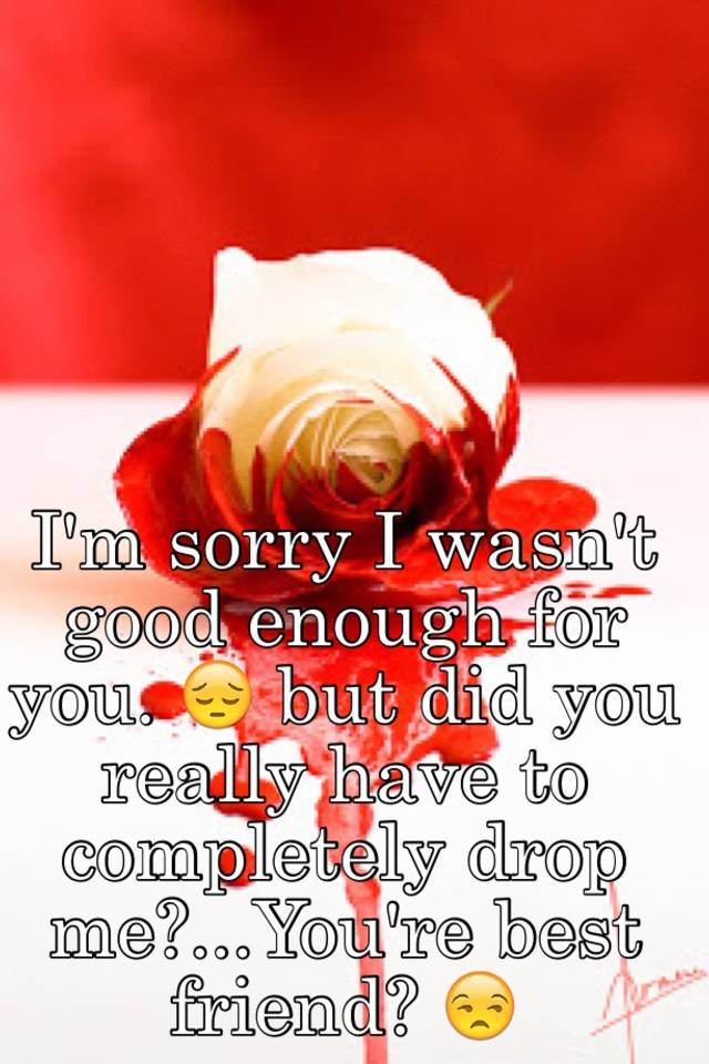 I'm sorry I wasn't good enough for you. 😔 but did you really have to ...