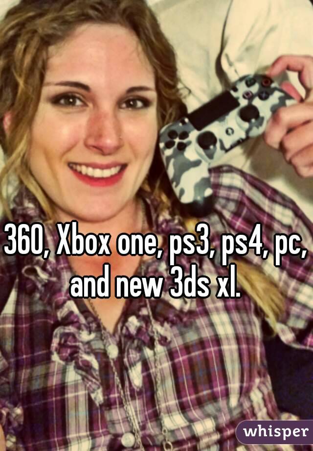 360, Xbox one, ps3, ps4, pc, and new 3ds xl. 