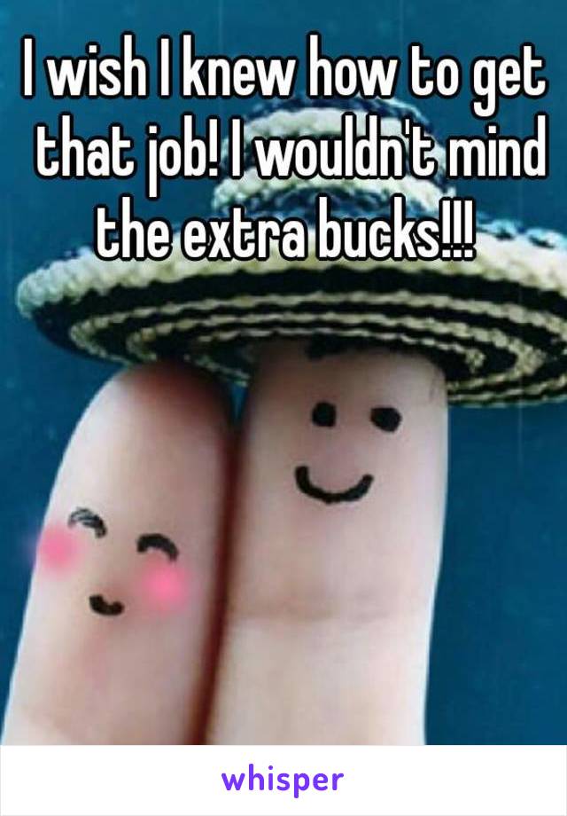 I wish I knew how to get that job! I wouldn't mind the extra bucks!!! 