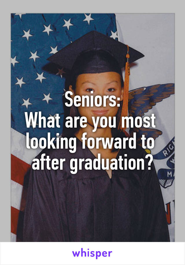 Seniors:
What are you most 
looking forward to 
after graduation?