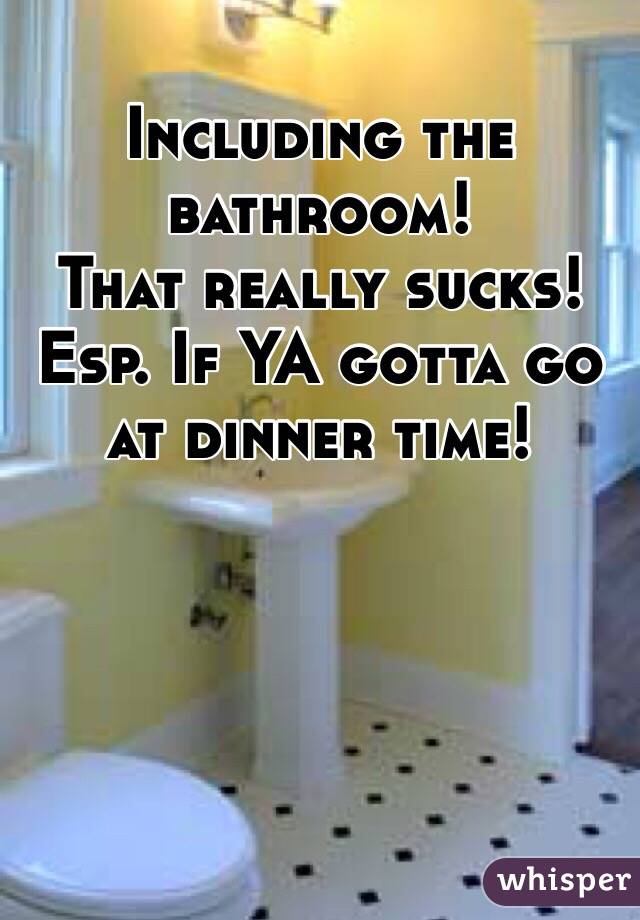 Including the bathroom!
That really sucks!  Esp. If YA gotta go at dinner time!