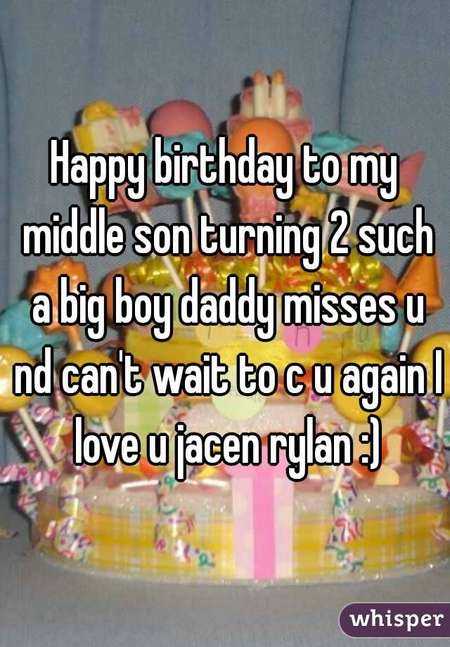 Happy birthday to my middle son turning 2 such a big boy daddy misses u nd can't wait to c u again I love u jacen rylan :)