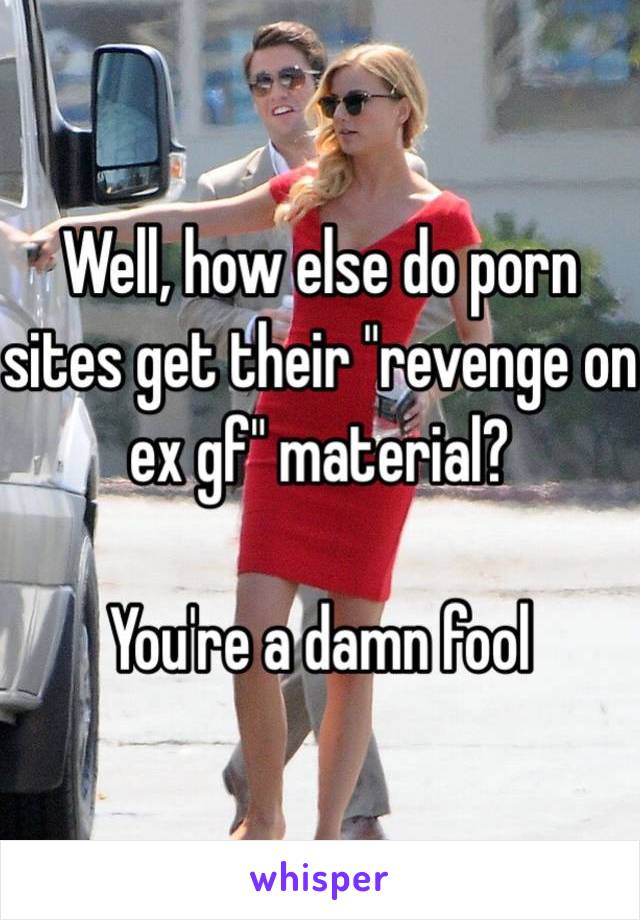 Well, how else do porn sites get their "revenge on ex gf" material?

You're a damn fool