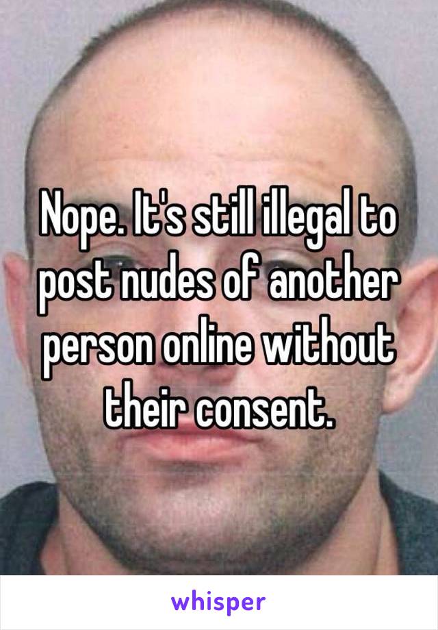 Nope. It's still illegal to post nudes of another person online without their consent.