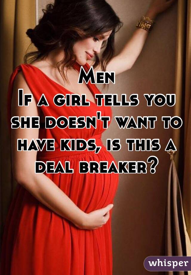 Men
If a girl tells you she doesn't want to have kids, is this a deal breaker?