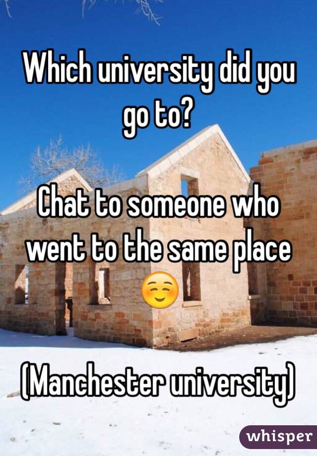 Which university did you go to?

Chat to someone who went to the same place ☺️

(Manchester university)
