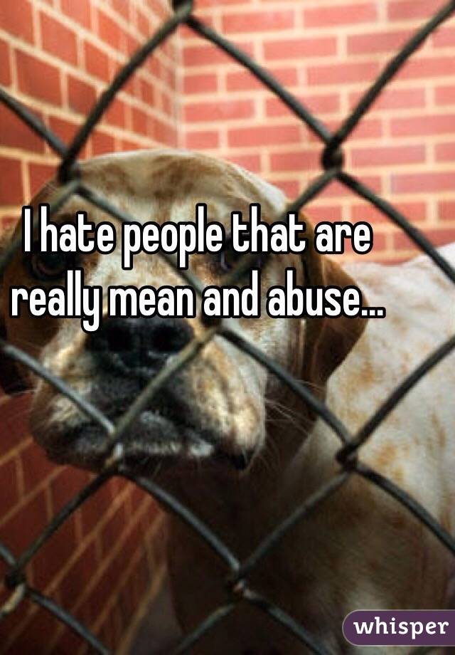 I hate people that are really mean and abuse...
