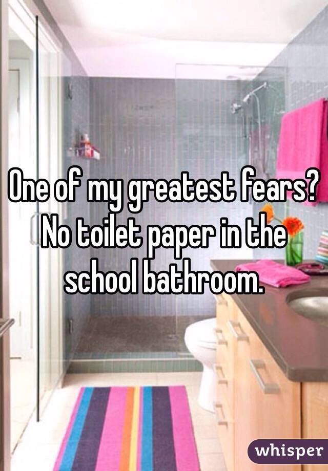 One of my greatest fears?
No toilet paper in the school bathroom.