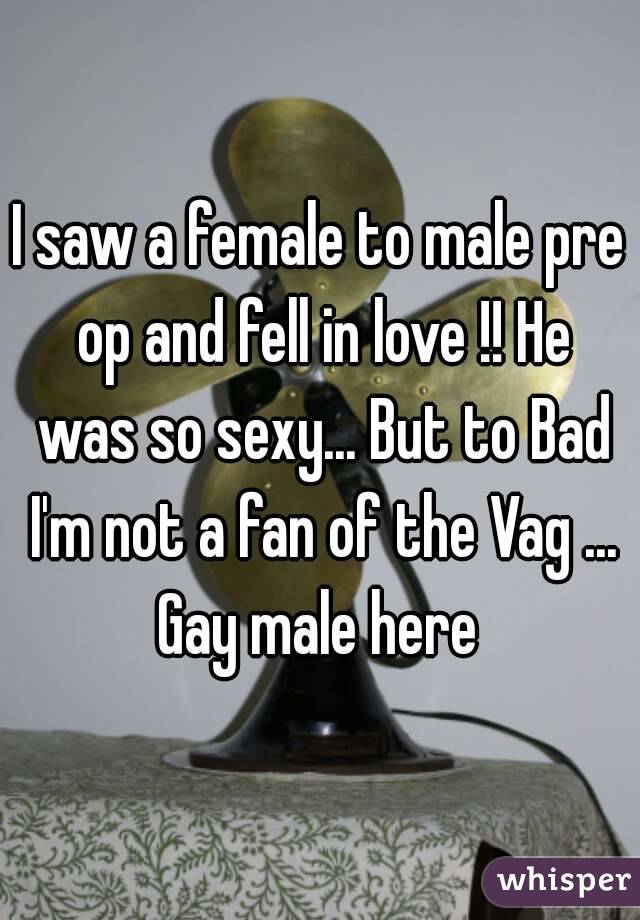 I saw a female to male pre op and fell in love !! He was so sexy... But to Bad I'm not a fan of the Vag ... Gay male here 