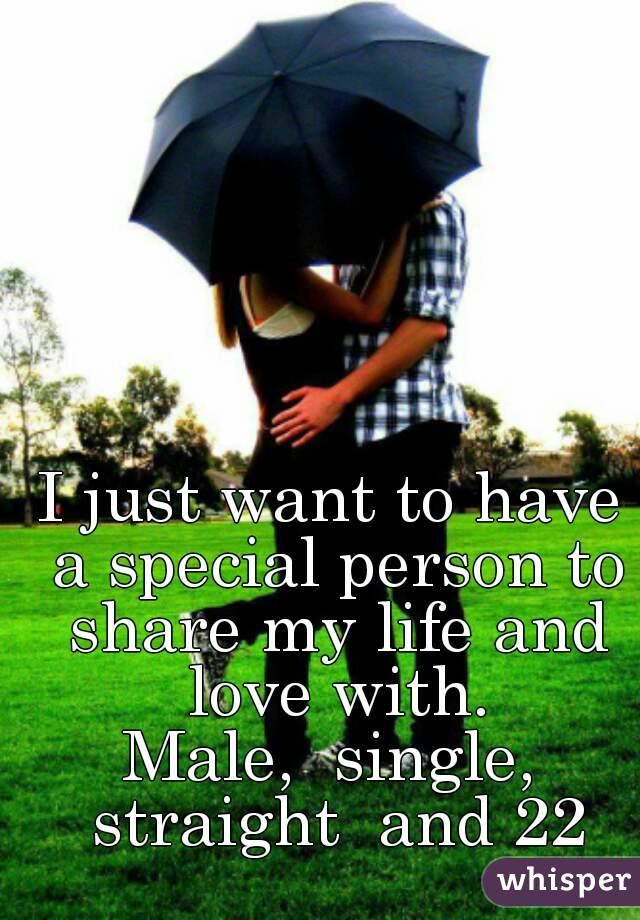 I just want to have a special person to share my life and love with.
Male,  single, straight  and 22