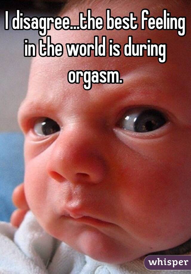 I disagree...the best feeling in the world is during orgasm.