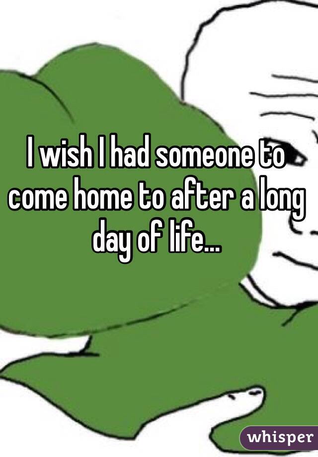 I wish I had someone to come home to after a long day of life...