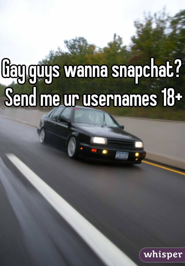 Gay guys wanna snapchat? Send me ur usernames 18+ 