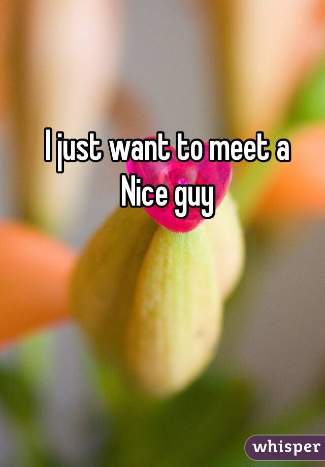 I just want to meet a
Nice guy 
