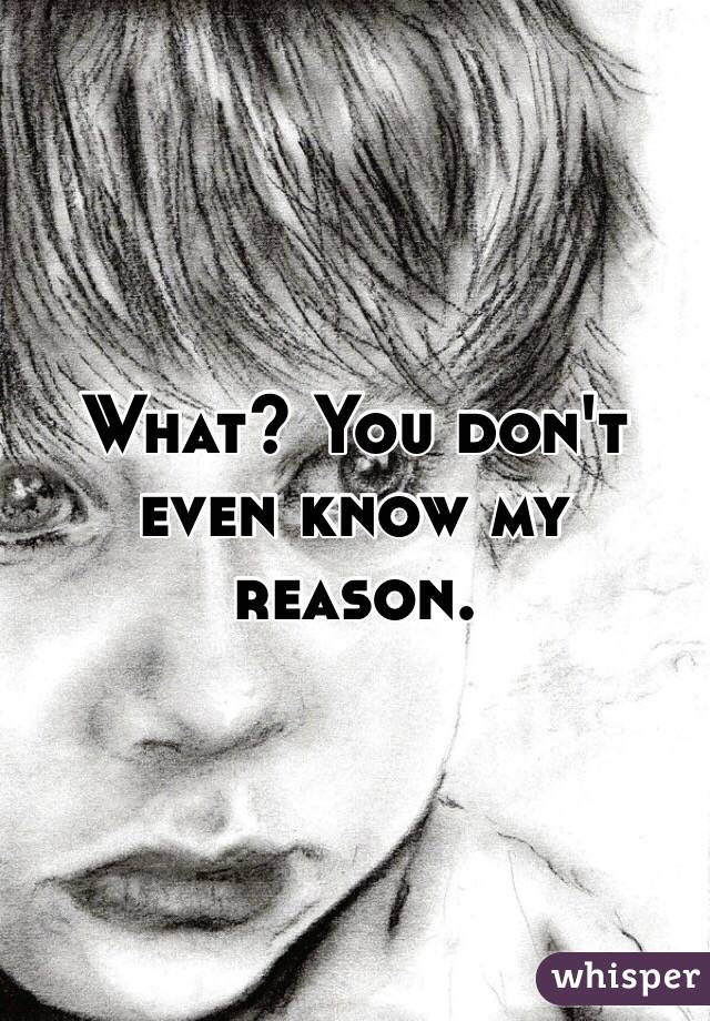 What? You don't even know my reason. 