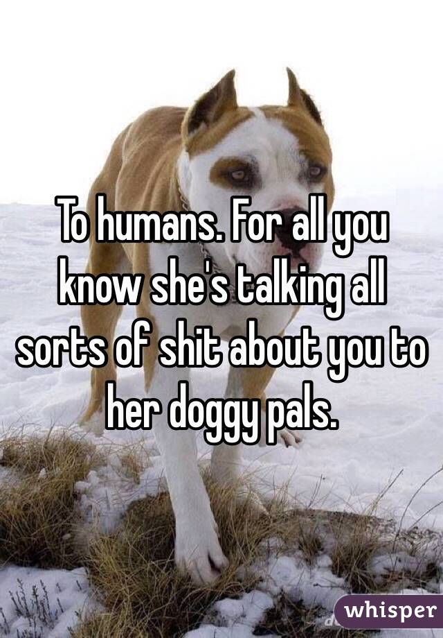 To humans. For all you know she's talking all sorts of shit about you to her doggy pals.