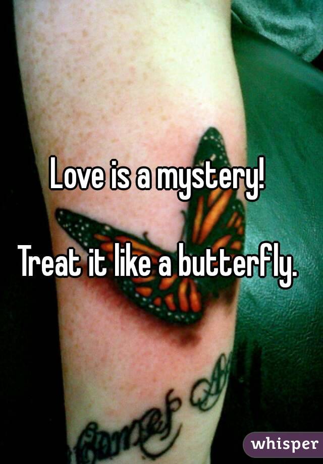 Love is a mystery! 

Treat it like a butterfly. 