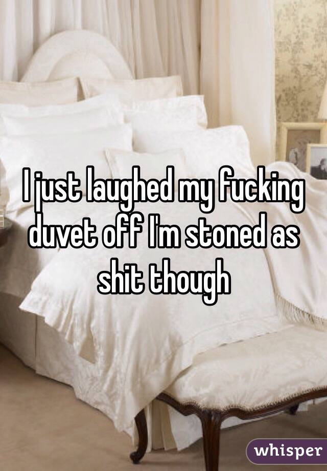 I just laughed my fucking duvet off I'm stoned as shit though