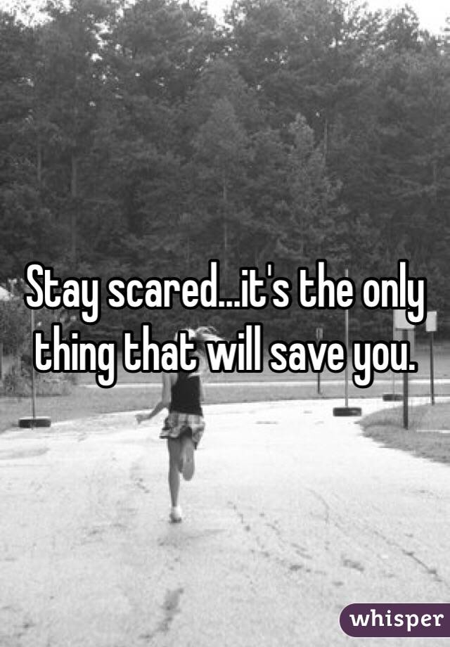 Stay scared...it's the only thing that will save you. 