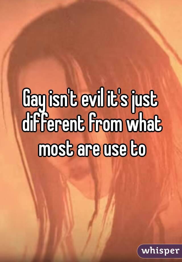 Gay isn't evil it's just different from what most are use to