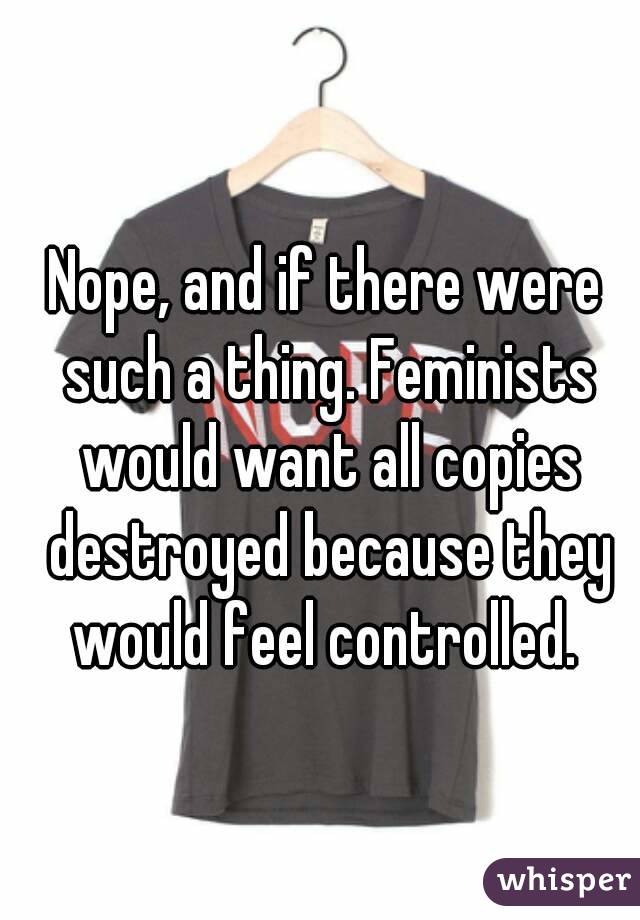 Nope, and if there were such a thing. Feminists would want all copies destroyed because they would feel controlled. 