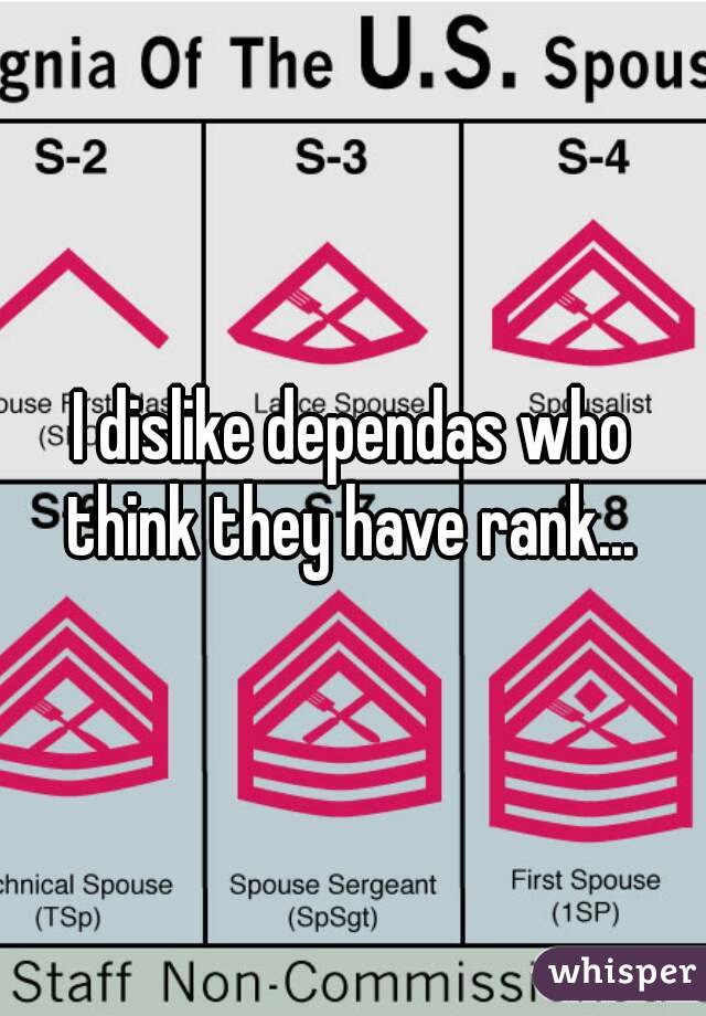 I dislike dependas who think they have rank... 