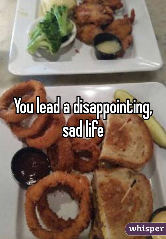 You lead a disappointing, sad life