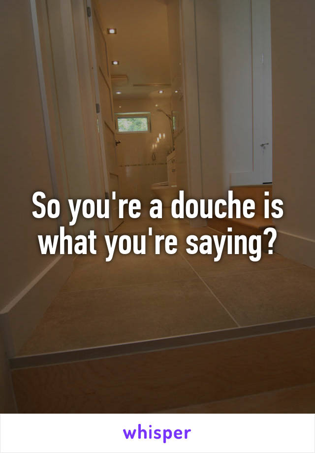 So you're a douche is what you're saying?