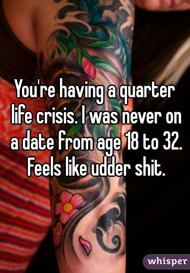 You're having a quarter life crisis. I was never on a date from age 18 to 32. Feels like udder shit.