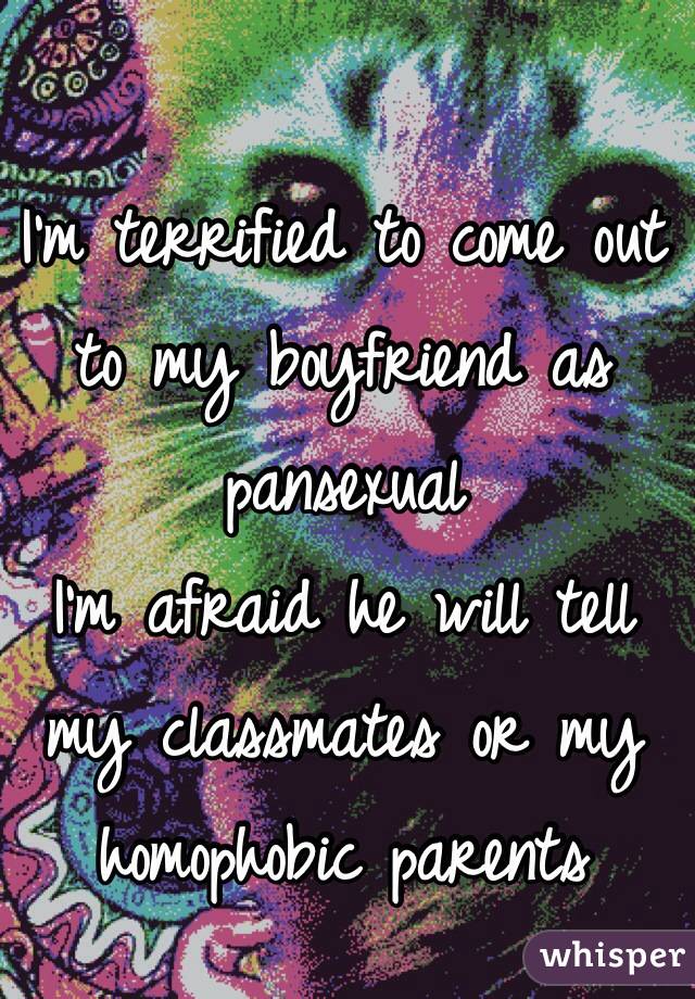 I'm terrified to come out to my boyfriend as pansexual
I'm afraid he will tell my classmates or my homophobic parents
