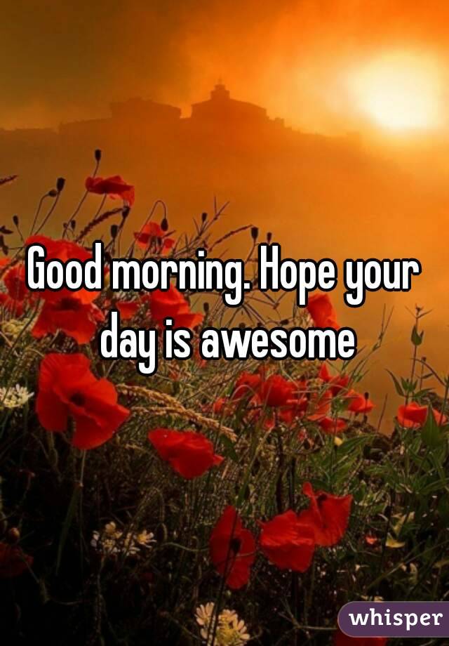 Good morning. Hope your day is awesome