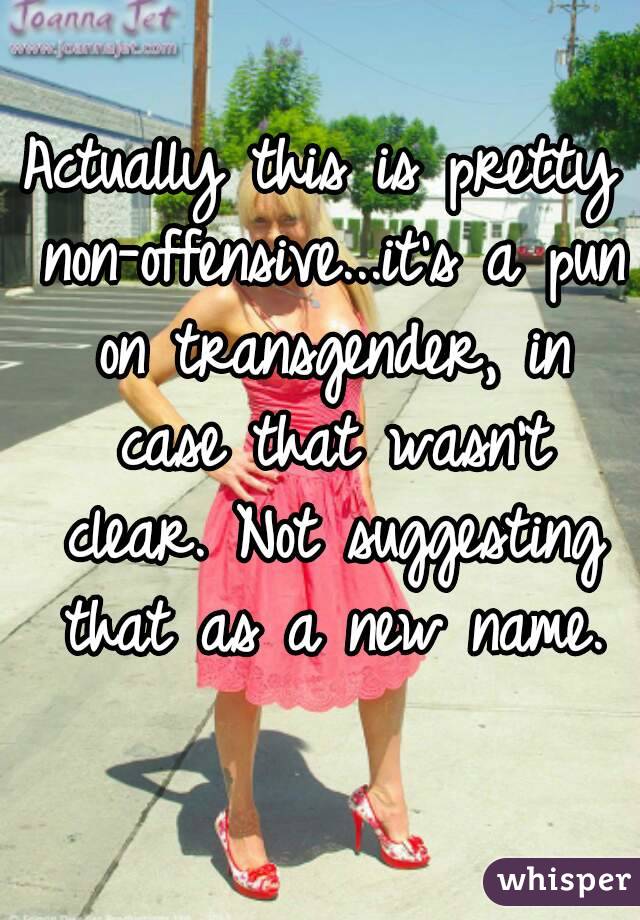 Actually this is pretty non-offensive...it's a pun on transgender, in case that wasn't clear. Not suggesting that as a new name.