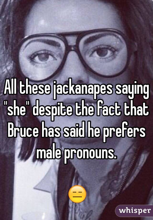 All these jackanapes saying "she" despite the fact that Bruce has said he prefers male pronouns. 

😑