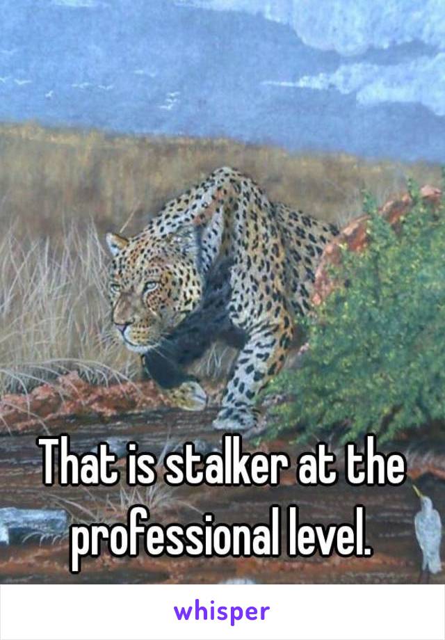 That is stalker at the professional level. 