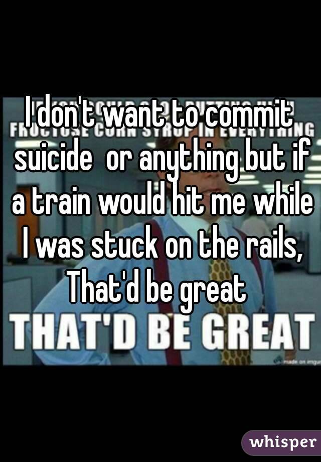 I don't want to commit suicide  or anything but if a train would hit me while I was stuck on the rails,
That'd be great 