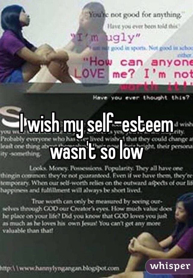 I wish my self-esteem wasn't so low
