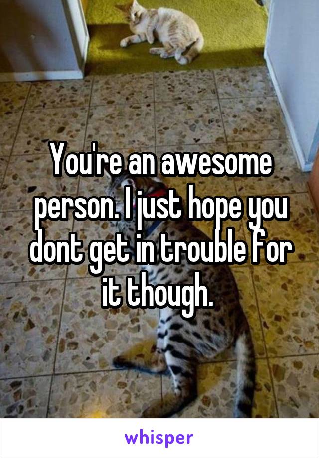 You're an awesome person. I just hope you dont get in trouble for it though. 