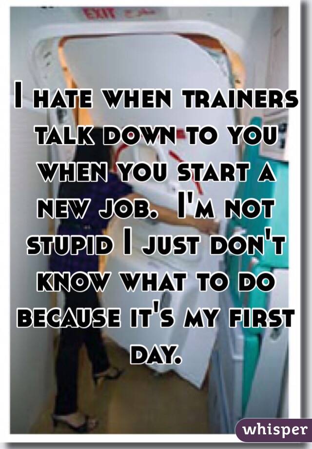 I hate when trainers talk down to you when you start a new job.  I'm not stupid I just don't know what to do because it's my first day.  