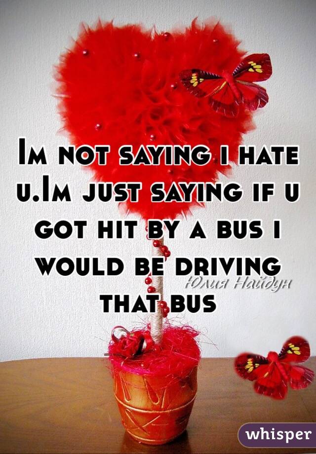 Im not saying i hate u.Im just saying if u got hit by a bus i would be driving that bus