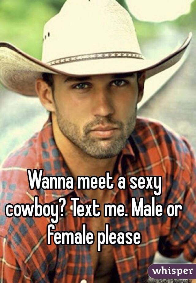 Wanna meet a sexy cowboy? Text me. Male or female please
