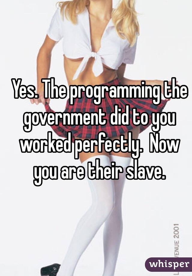 Yes. The programming the government did to you worked perfectly.  Now you are their slave. 