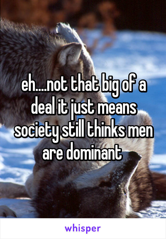 eh....not that big of a deal it just means society still thinks men are dominant 