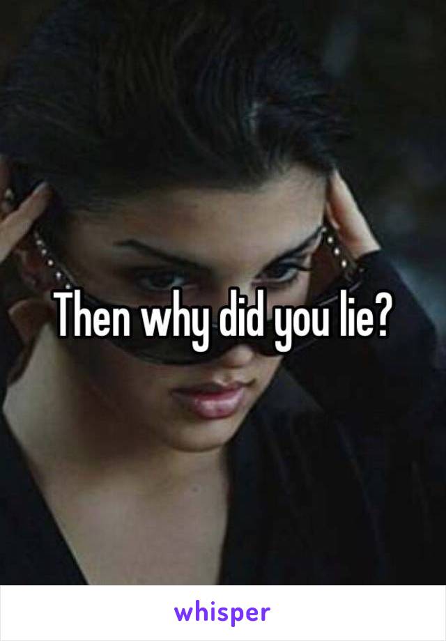 Then why did you lie?